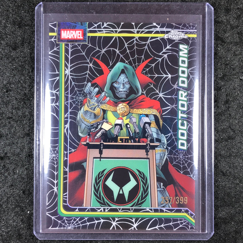 2026 Topps Chrome Marvel Comics DOCTOR DOOM Spider-Web Refractor 257/399 #28