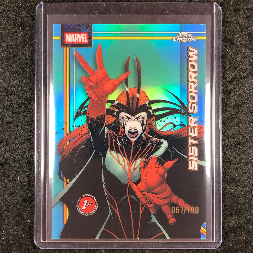2026 Topps Chrome Marvel Comics SISTER SORROW Debut Aqua 67/199 #159