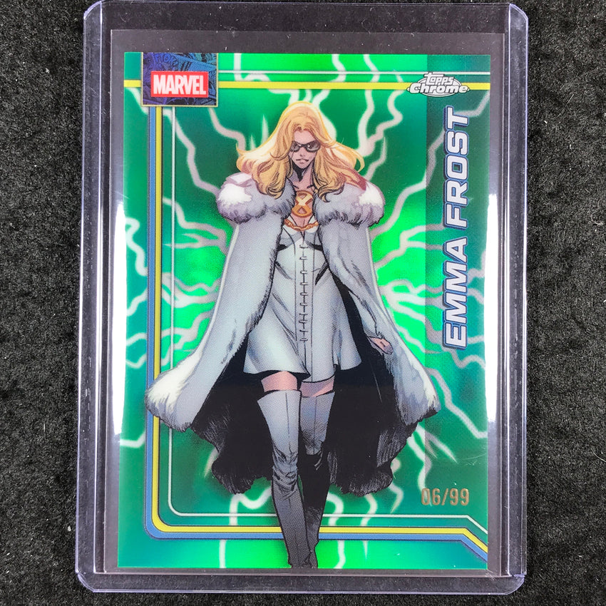 2026 Topps Chrome Marvel Comics EMMA FROST Storm's Lightning Green 6/99 #34