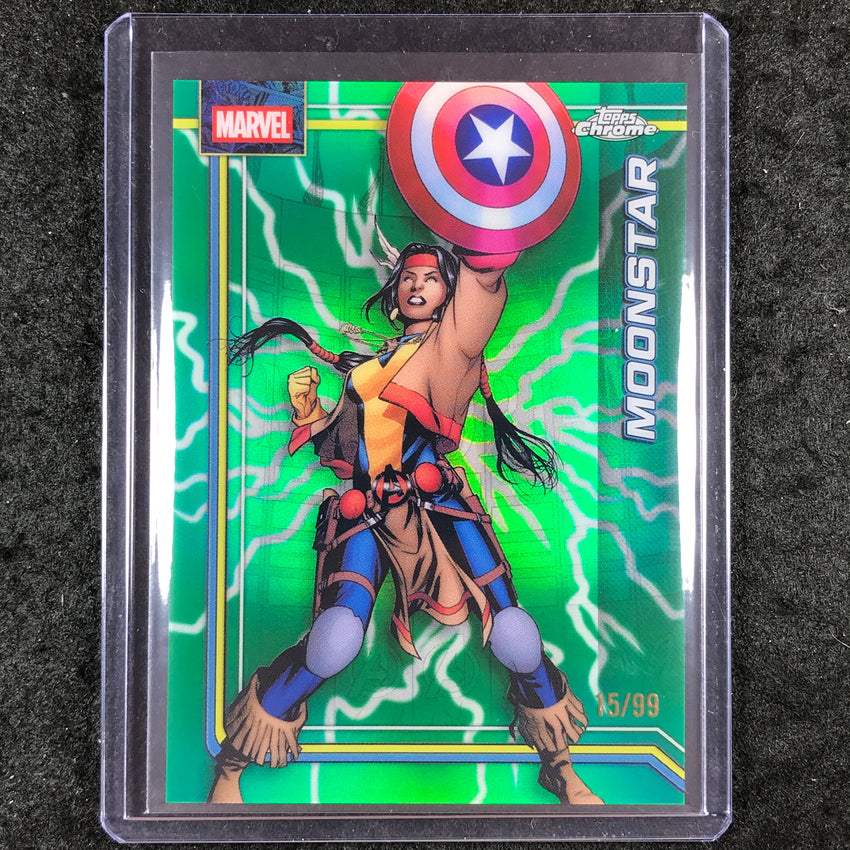 2026 Topps Chrome Marvel Comics MOONSTAR Storm's Lightning Green 15/99 #82