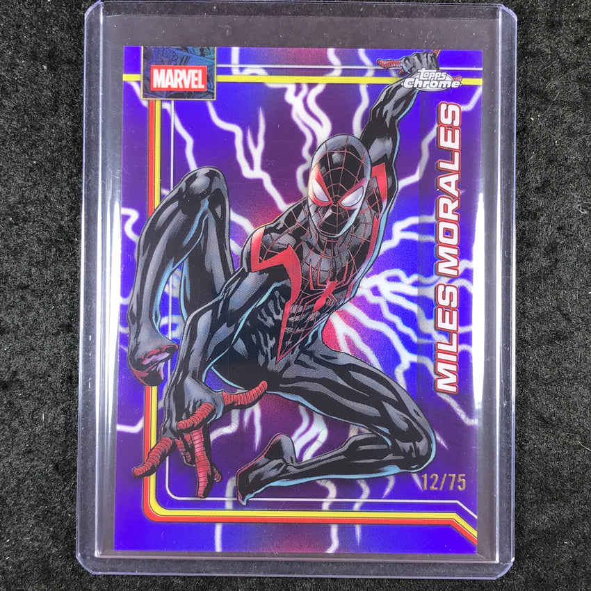 2026 Topps Chrome Marvel Comics MILES MORALES Storm's Lightning Purple 12/75 #78