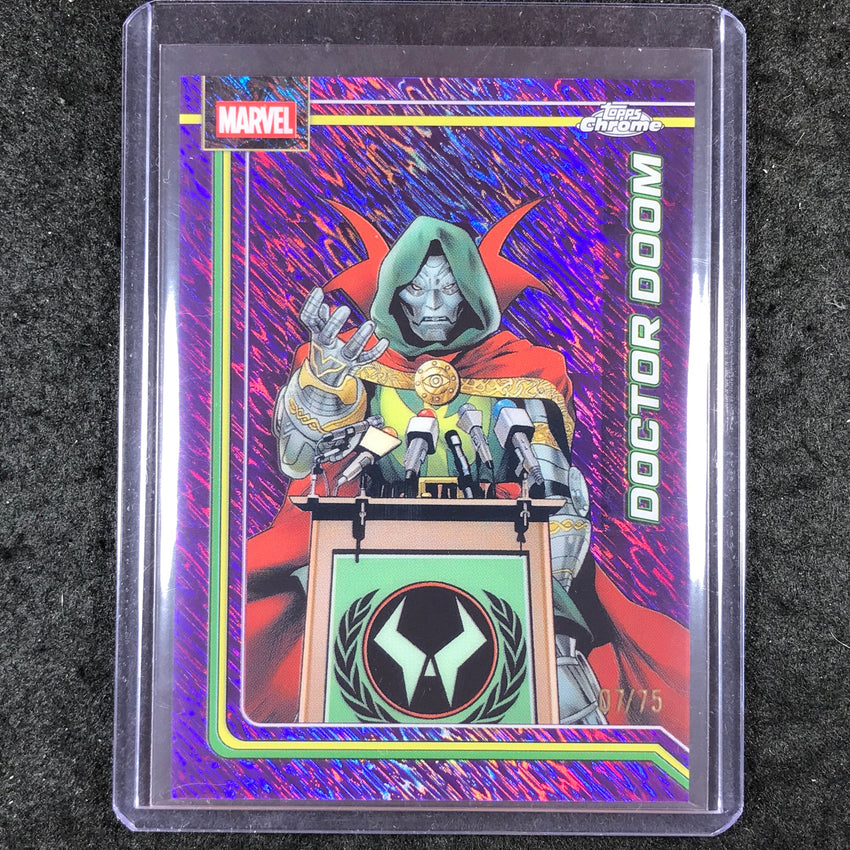 2026 Topps Chrome Marvel Comics DOCTOR DOOM Purple Shimmer 7/75 #28
