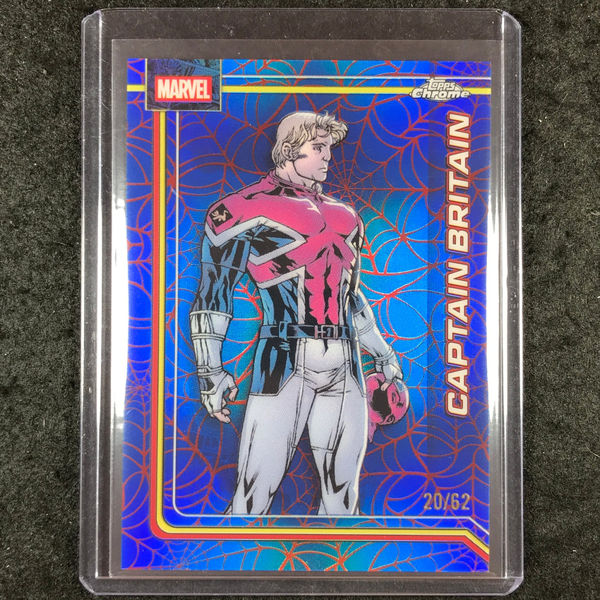 2026 Topps Chrome Marvel Comics CAPTAIN BRITAIN Spider-Web Red Blue 20/62 #20