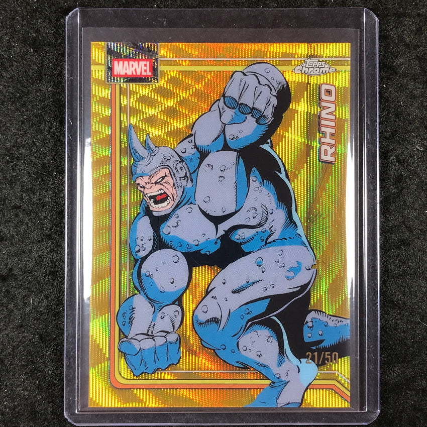 2026 Topps Chrome Marvel Comics RHINO Gold Wave 21/50 #97