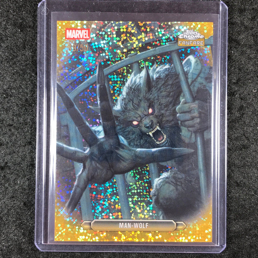 2026 Topps Chrome Marvel Comics MAN-WOLF Fanfare Gold Speckle 39/50 #27
