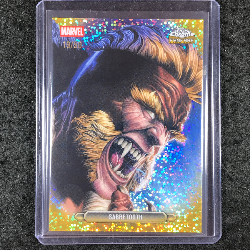 2026 Topps Chrome Marvel Comics SABRETOOTH Fanfare Gold Speckle 19/50 #35