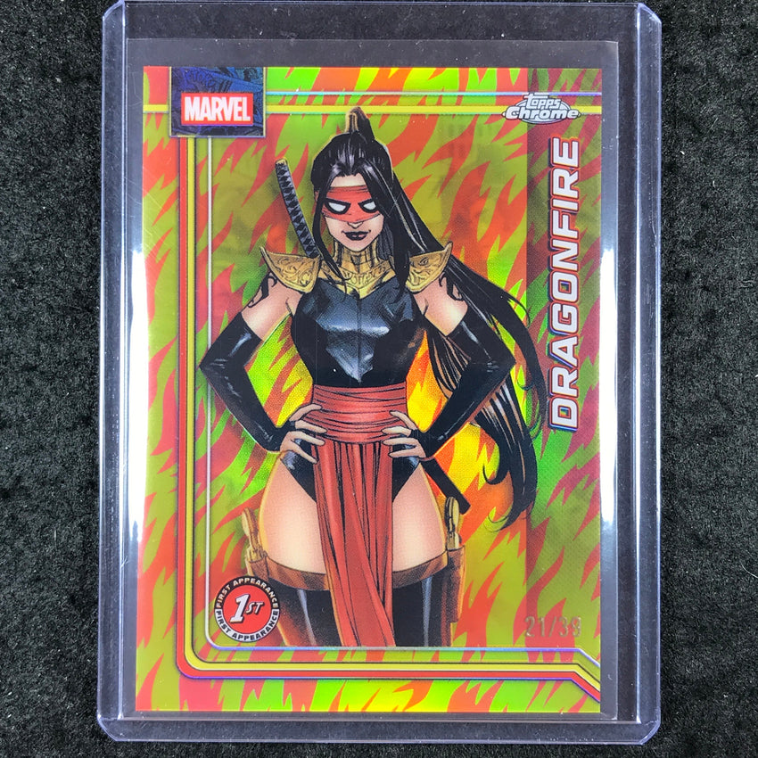 2026 Topps Chrome Marvel Comics DRAGONFIRE Debut Human Torch 21/39 #33