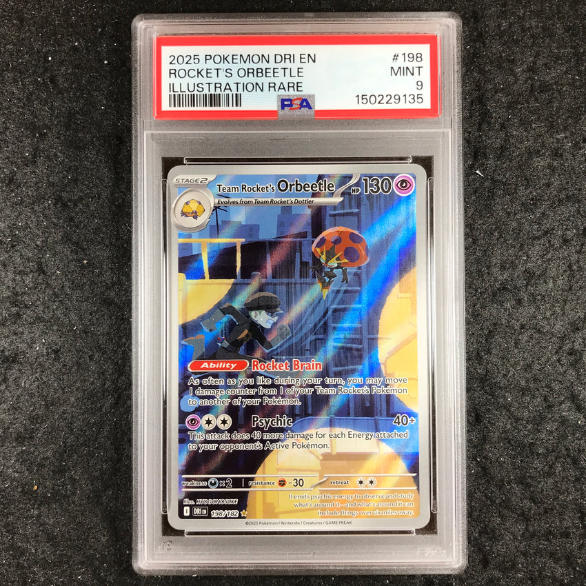PSA 9 Team Rocket's Orbeetle - 198/182 - Illustration Rare Destined Rivals 135