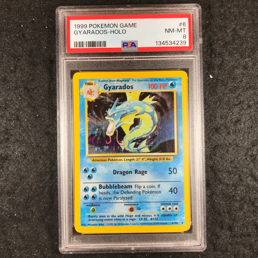 PSA 8 Gyarados - 6/102 - Holo Pokemon 1999 Base Set Unlimited 239