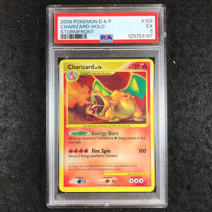 PSA 5 Charizard - 103/100 - Holo Secret Rare Pokemon 2008 Stormfront 187