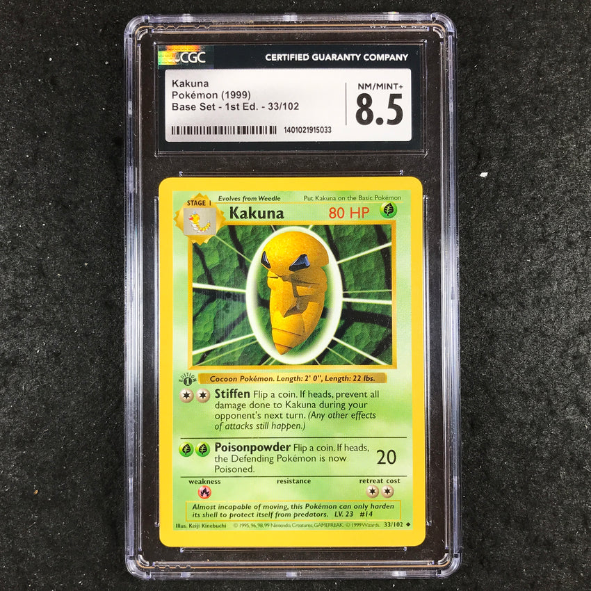 CGC 8.5 Kakuna - 33/102 - 1999 Base Set Shadowless 1st Edition 033