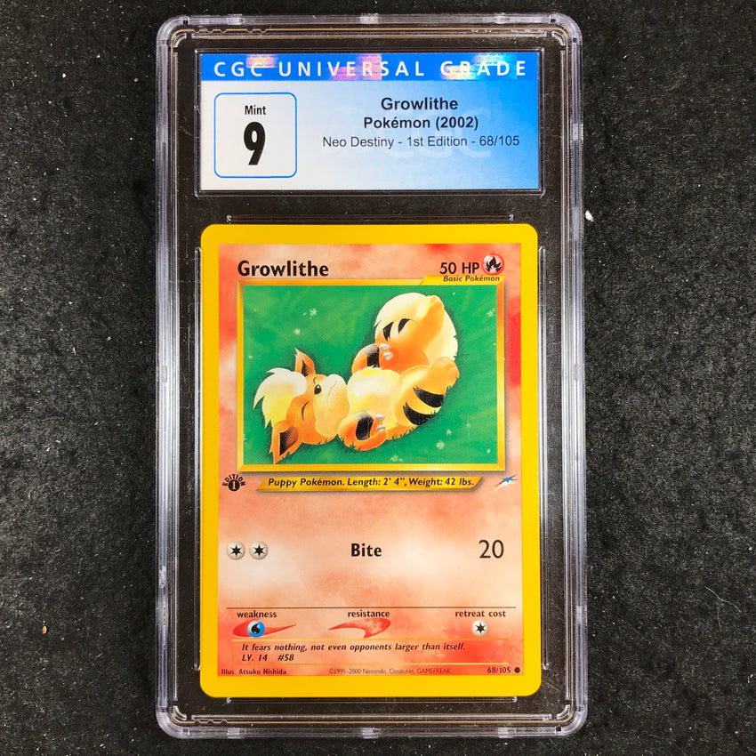 CGC 9 Growlithe 68/105 - 2002 Neo Destiny 1st Edition 023