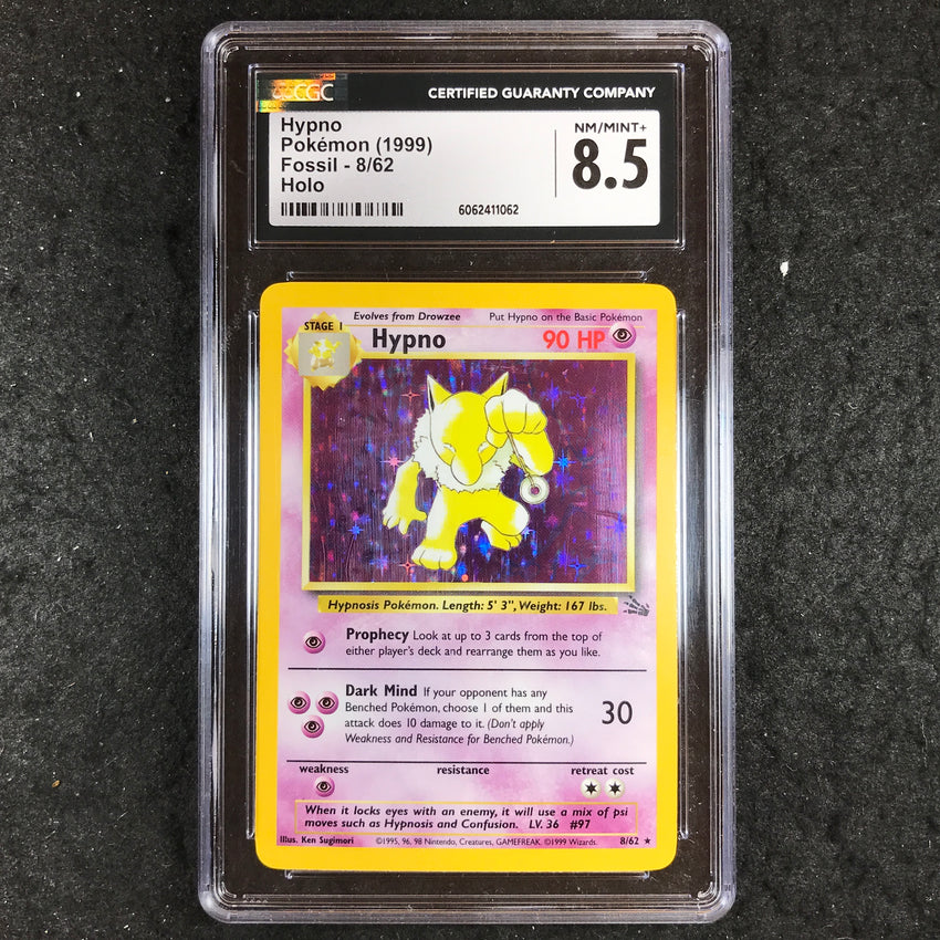 CGC 8.5 Hypno 8/62 - Holo 1999 Pokemon Fossil Unlimited 062