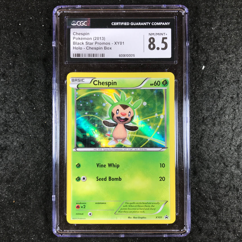 CGC 8.5 Chespin XY01 - Holo Pokemon Black Star Promo 015