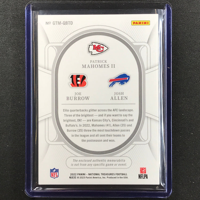 2022 National Treasures Patrick Mahomes Josh Allen Burrow Triple Relic 66/99