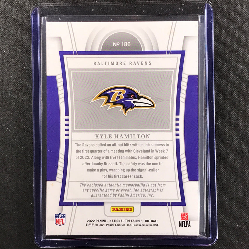 2022 National Treasures Kyle Hamilton Rookie Patch Auto Silver 1/99