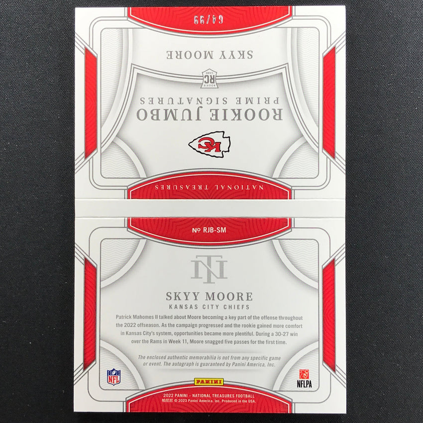 2022 National Treasures Skyy Moore Rookie Jumbo Patch Prime Booklet Auto 64/99