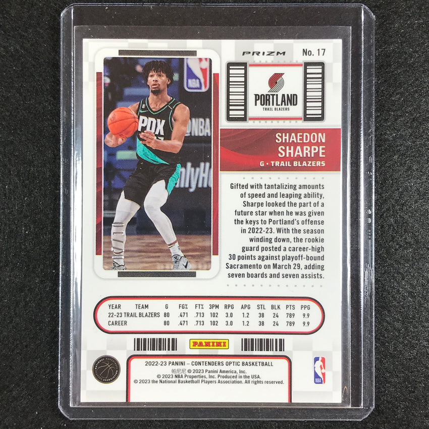 2022-23 Contenders Optic Shaedon Sharpe Rookie Ticket Gold Prizm 7/10