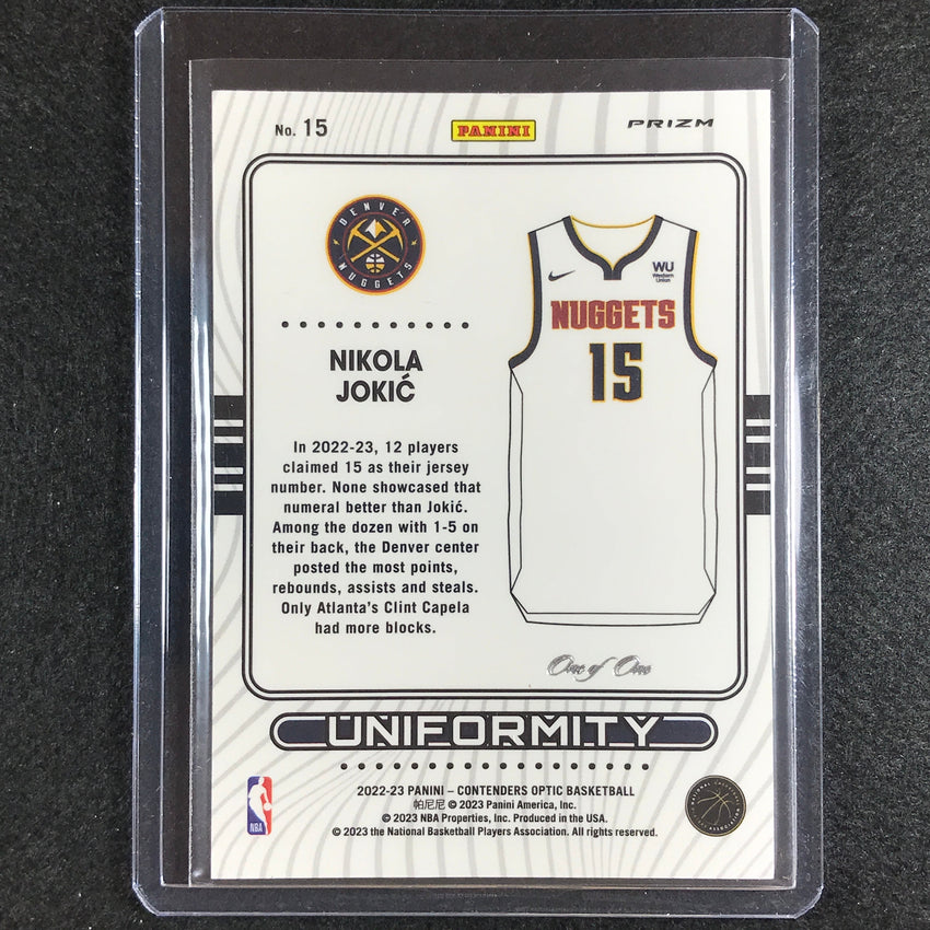 2022-23 Contenders Optic Nikola Jokic Uniformity Gold Vinyl 1/1