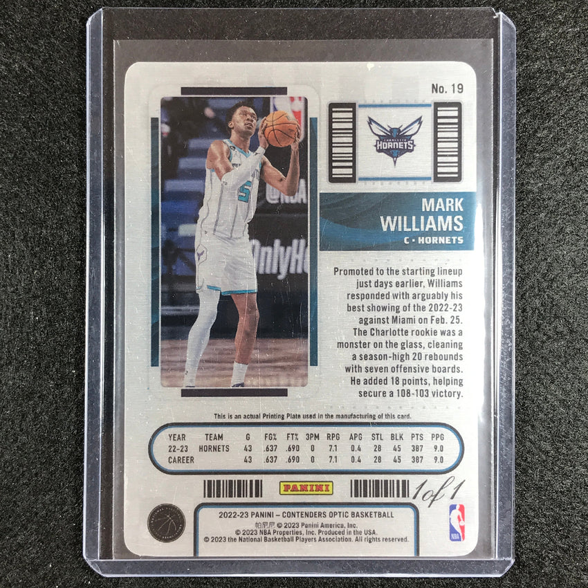 2022-23 Contenders Optic Mark Williams Rookie Ticket Magenta Printing Plate 1/1