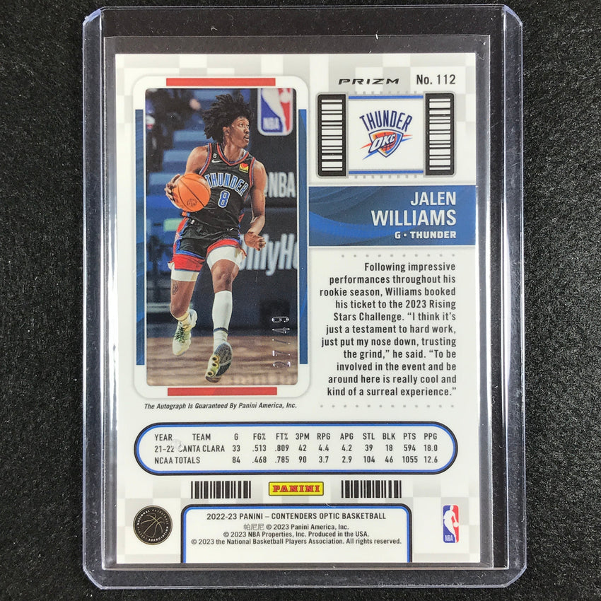 2022-23 Contenders Optic Jalen Williams Rookie Ticket Auto Blue 27/49