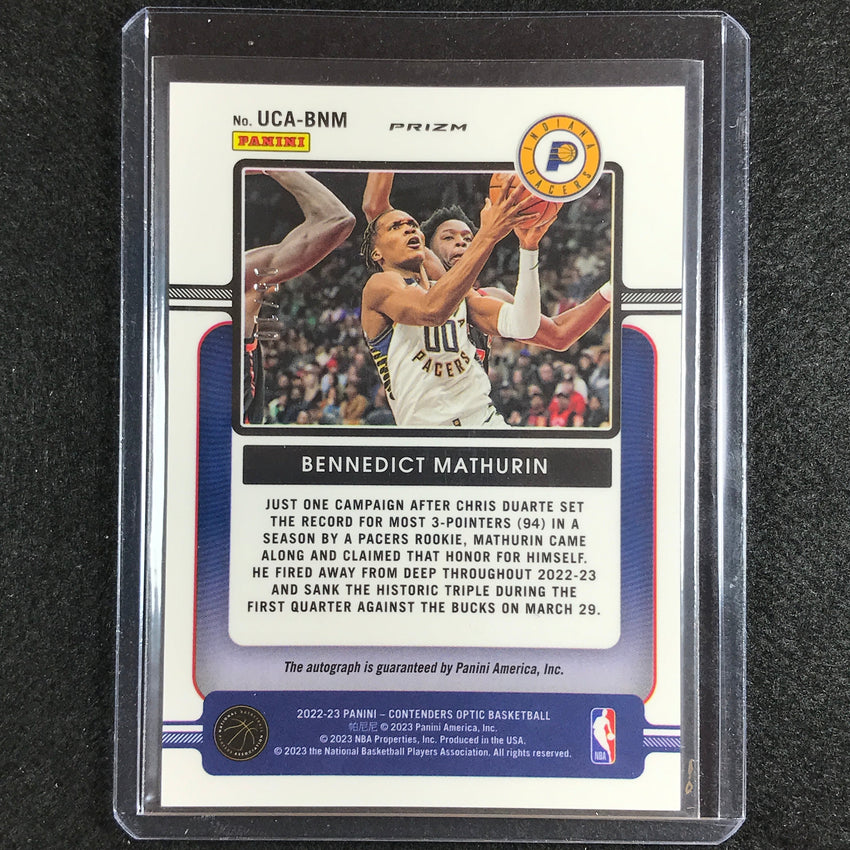 2022-23 Contenders Optic Bennedict Mathurin Up And Coming Rookie Auto Gold 5/10