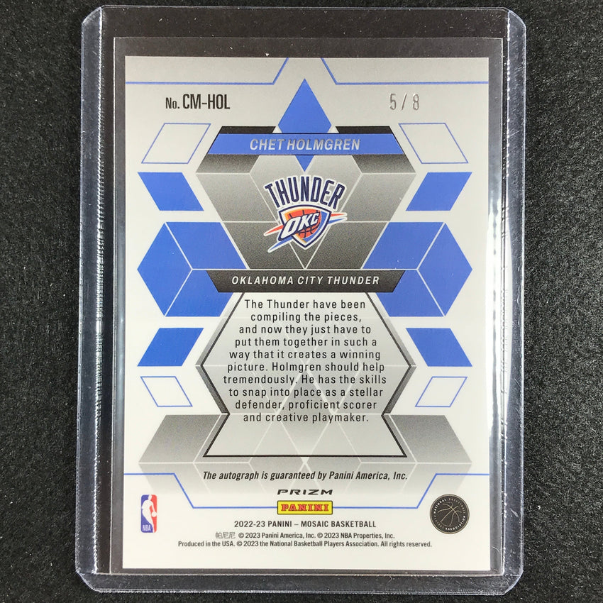 2022-23 Mosaic Chet Holmgren Collage Rookie Choice Black Gold Auto 5/8