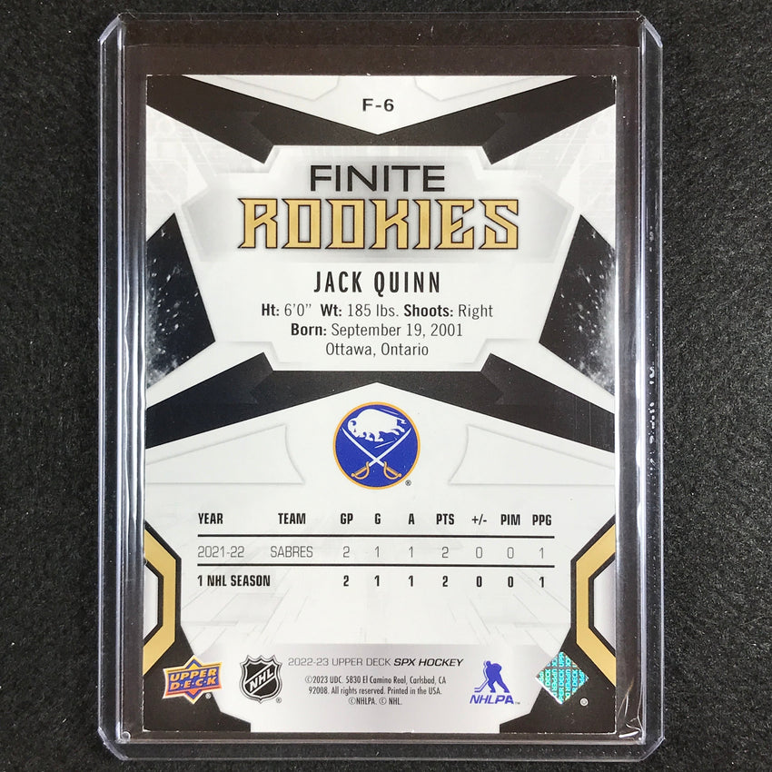 2022-23 Spx Nhl Jack Quinn Finite Rookies Green Spectrum 6/10