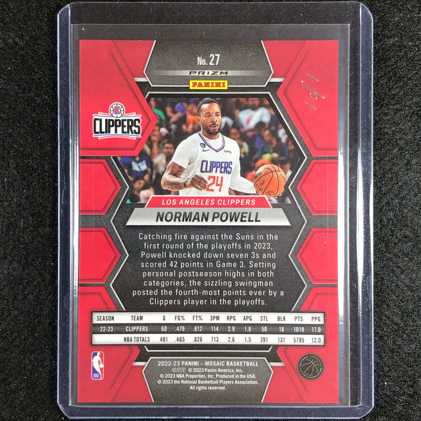 2022-23 Mosaic Norman Powell Choice Nebula Prizm 1/1 No 27-Cherry Collectables