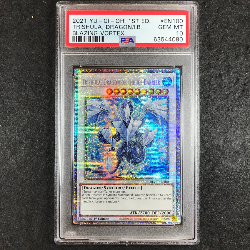 PSA 10 Trishula, Dragon of the Ice Barrier - BLVO-EN100 - Starlight 1st Ed 080