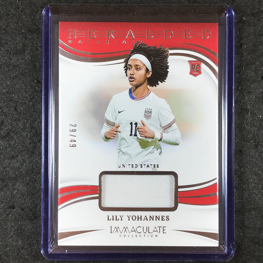 2024-25 Immaculate Soccer LILY YOHANNES Heralded Materials Rookie Jersey 29/49