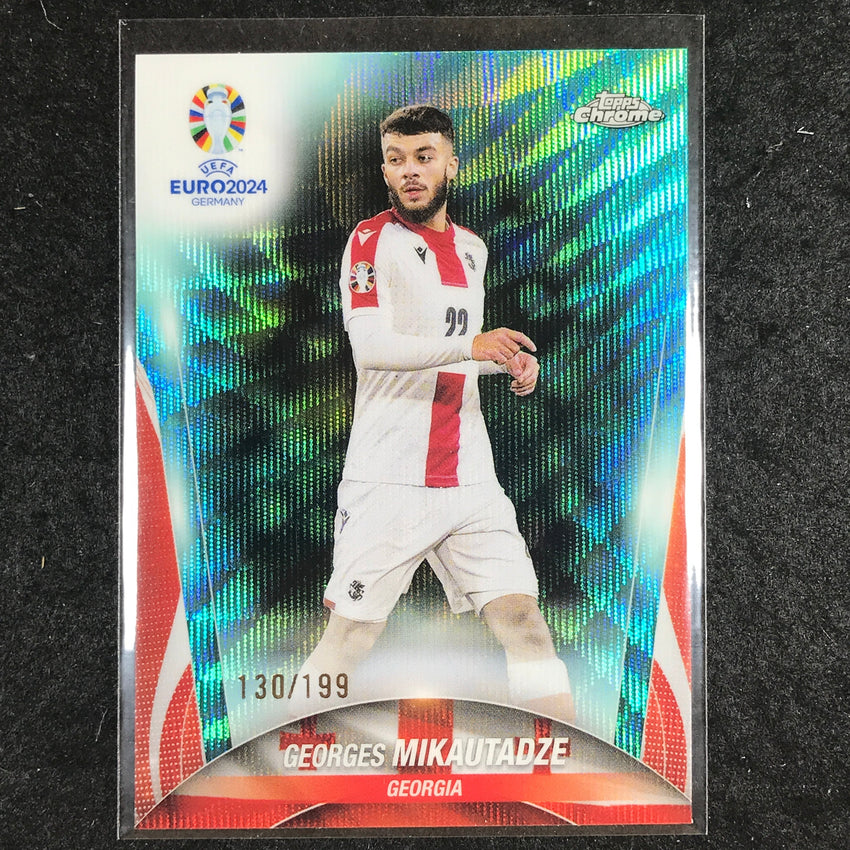 2023-24 Topps Chrome UEFA Euro GEORGES MIKAUTADZE Base Aqua Wave 130/199 #49