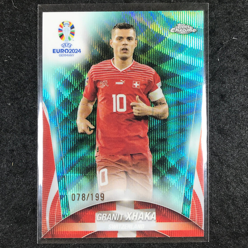 2023-24 Topps Chrome UEFA Euro GRANIT XHAKA Base Aqua Wave 78/199 #57