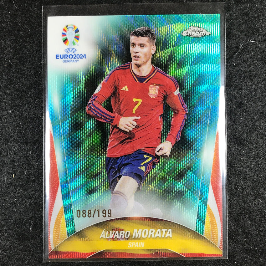 2023-24 Topps Chrome UEFA Euro ALVARO MORATA Base Aqua Wave 88/199 #76