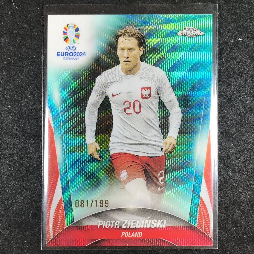 2023-24 Topps Chrome UEFA Euro PIOTR ZIELINSKI Base Aqua Wave 81/199 #81