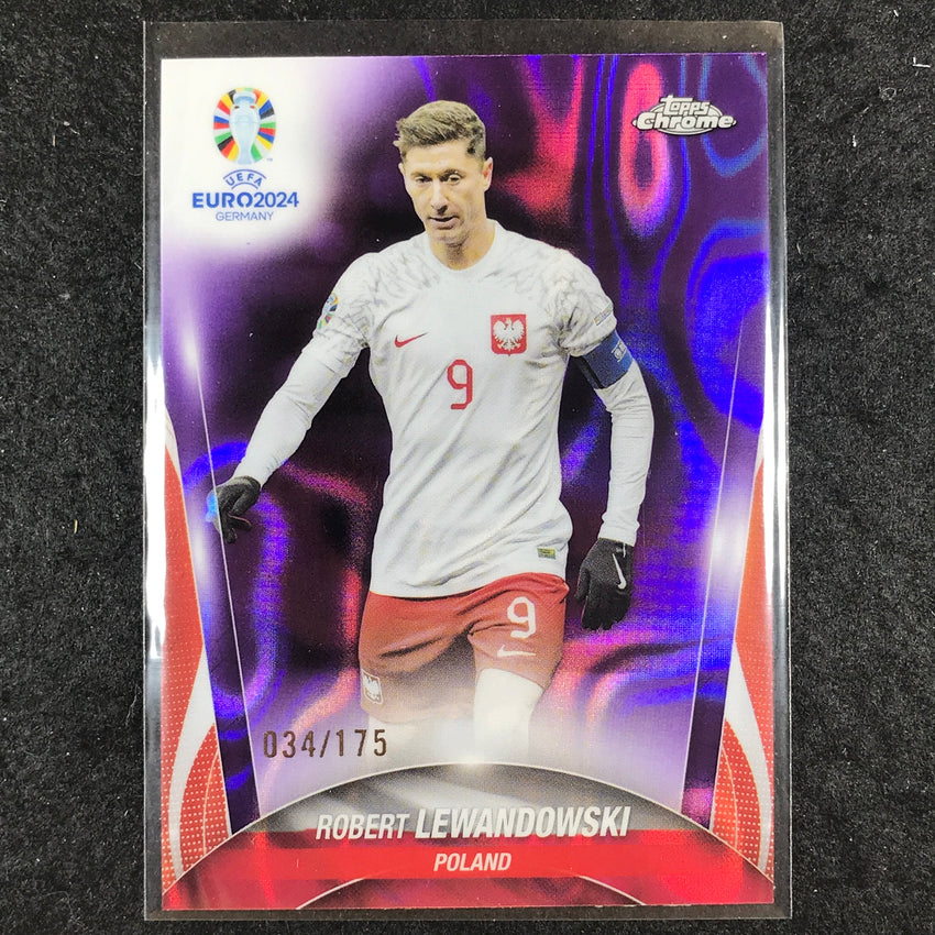 2023-24 Topps Chrome UEFA Euro ROBERT LEWANDOWSKI Base Purple Lava 34/175 #9