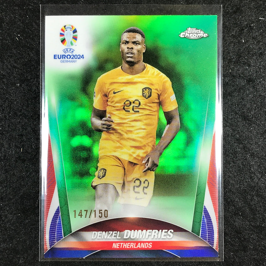 2023-24 Topps Chrome UEFA Euro DENZEL DUMFRIES Base Neon Green 147/150 #6