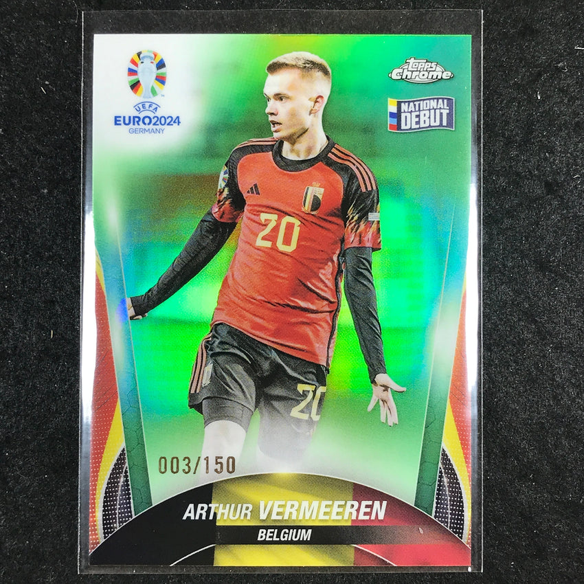 2023-24 Topps Chrome UEFA Euro ARTHUR VERMEEREN Base Debut Neon Green 3/150 #24