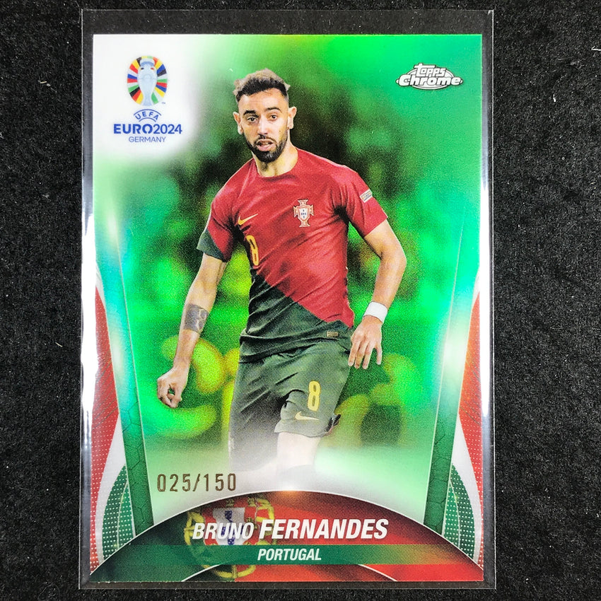 2023-24 Topps Chrome UEFA Euro BRUNO FERNANDES Base Neon Green 25/150 #56