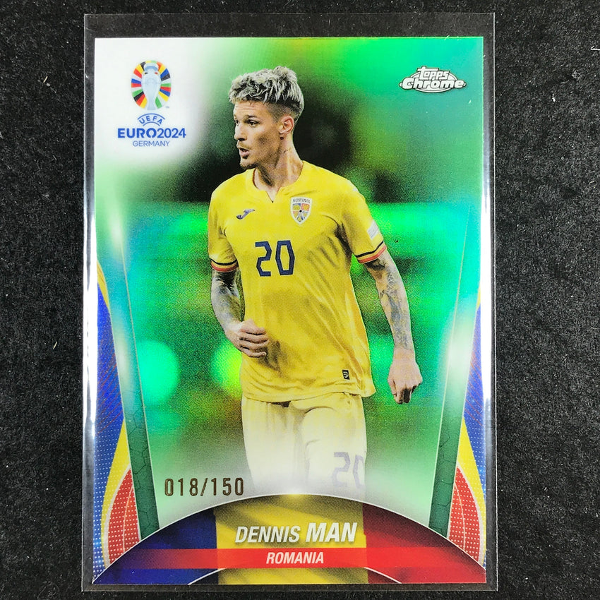 2023-24 Topps Chrome UEFA Euro DENNIS MAN Base Neon Green 18/150 #82