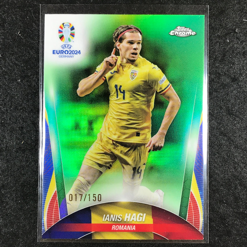 2023-24 Topps Chrome UEFA Euro IANIS HAGI Base Neon Green 17/150 #112