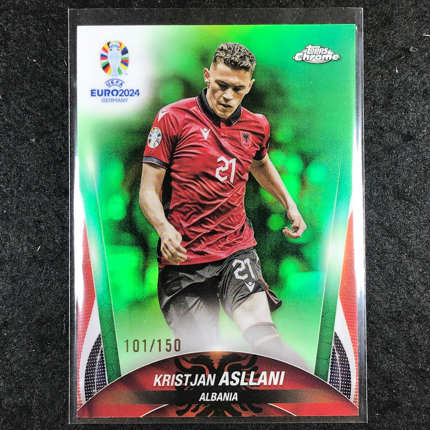 2023-24 Topps Chrome UEFA Euro KRISTJAN ASLLANI Base Neon Green 101/150 #148