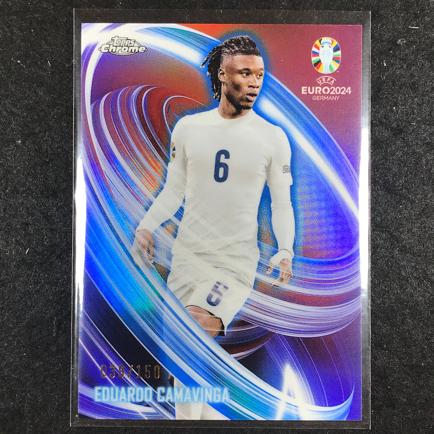 2023-24 Topps Chrome UEFA Euro EDUARDO CAMAVINGA Neon Nations Blue 39/150 #6