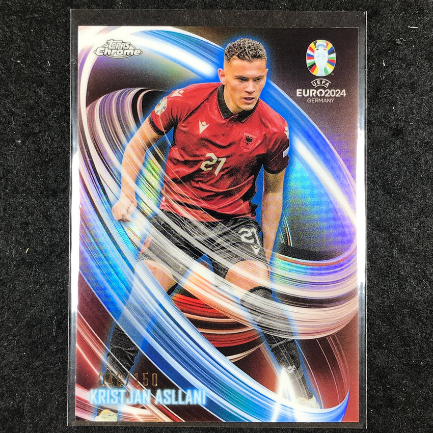 2023-24 Topps Chrome UEFA Euro KRISTJAN ASLLANI Neon Nations Blue 46/150 #18