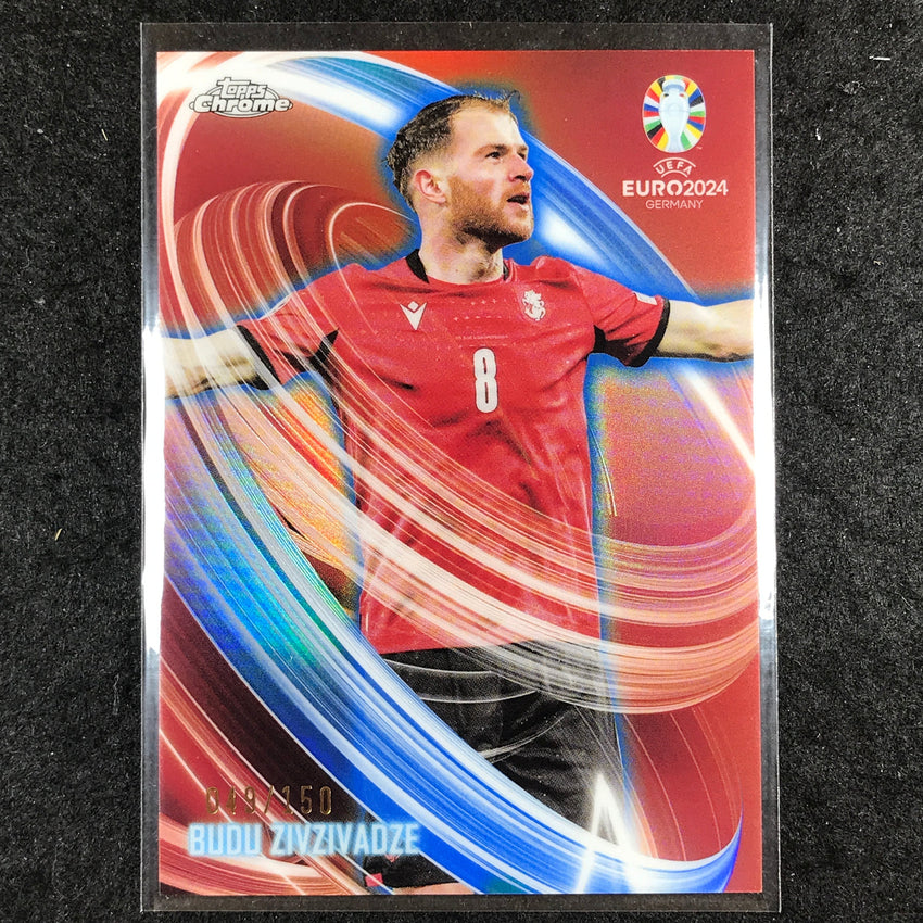 2023-24 Topps Chrome UEFA Euro BUDU ZIVZIVADZE Neon Nations Blue 49/150 #22