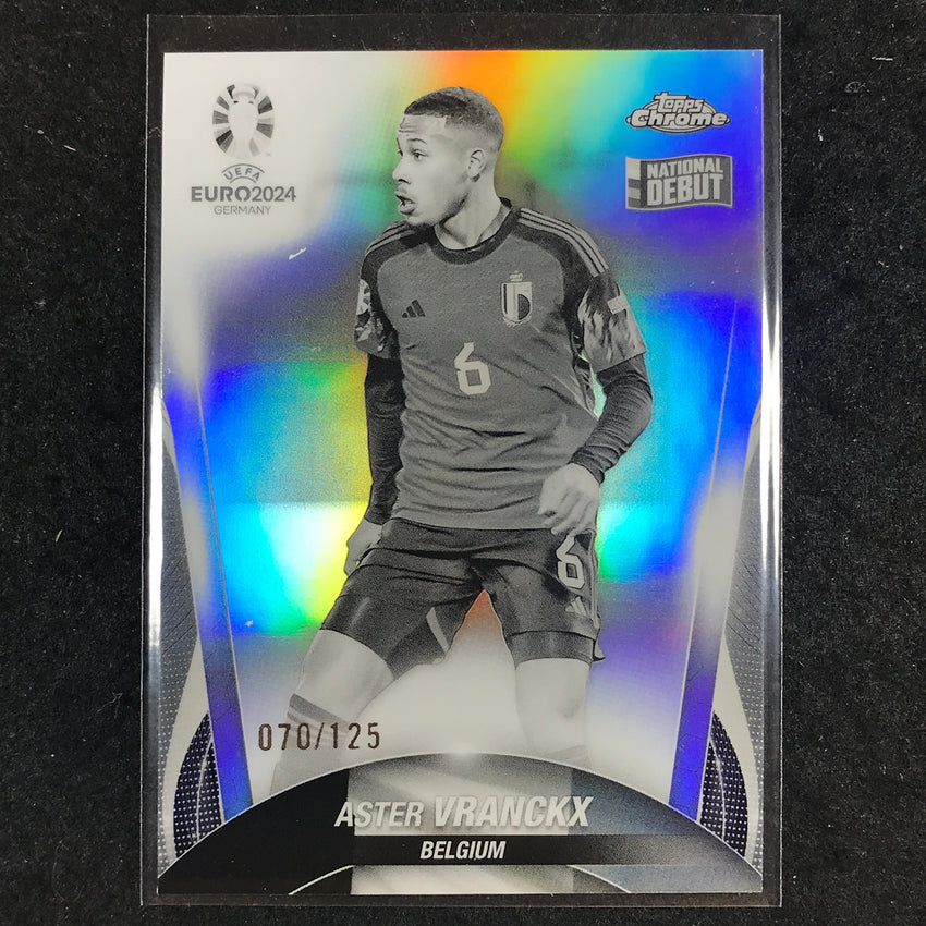 2023-24 Topps Chrome UEFA Euro ASTER VRANCKX Debut Black and White 70/125 #55