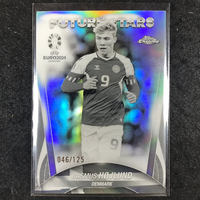 2023-24 Topps Chrome UEFA Euro RASMUS HOJLUND Future Stars Black White 46/125