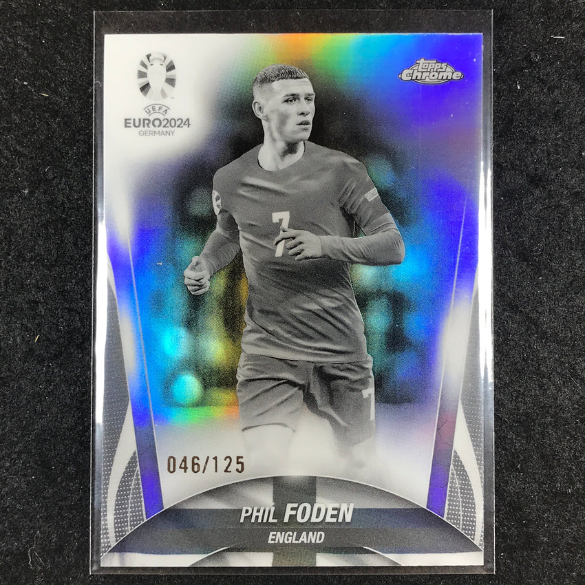 2023-24 Topps Chrome UEFA Euro PHIL FODEN Base Black and White 46/125 #128