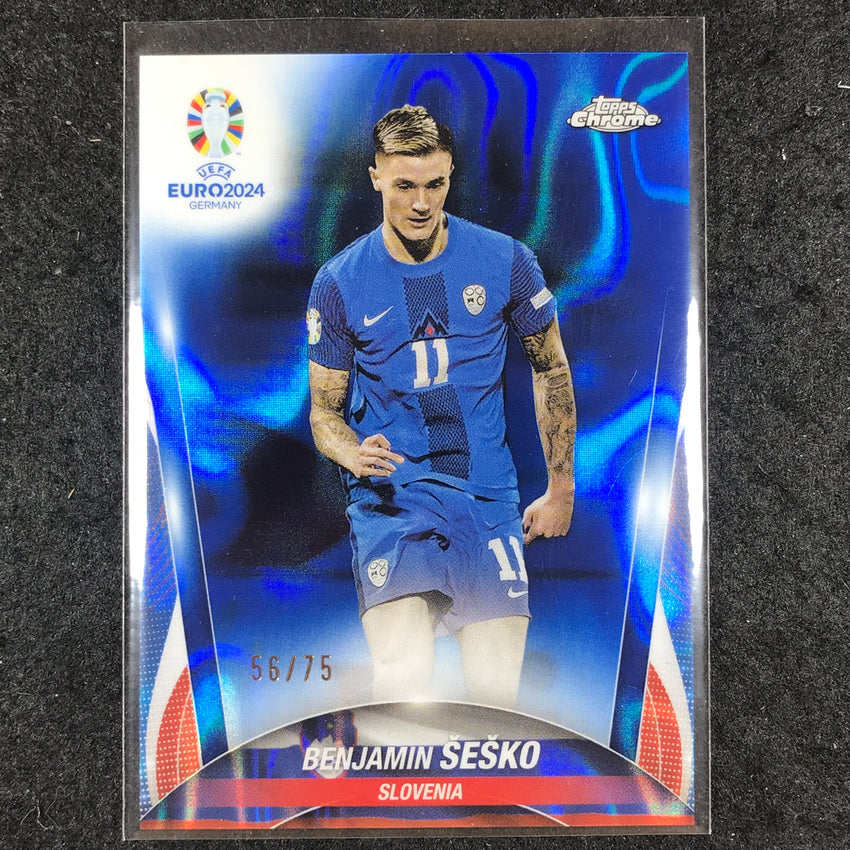 2023-24 Topps Chrome UEFA Euro BENJAMIN SESKO Base Blue Lava 56/75 #11