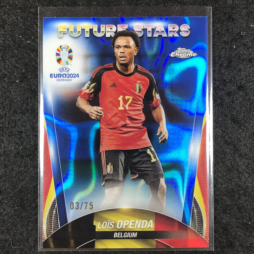 2023-24 Topps Chrome UEFA Euro LOIS OPENDA Base Future Stars Blue Lava 3/75 #66